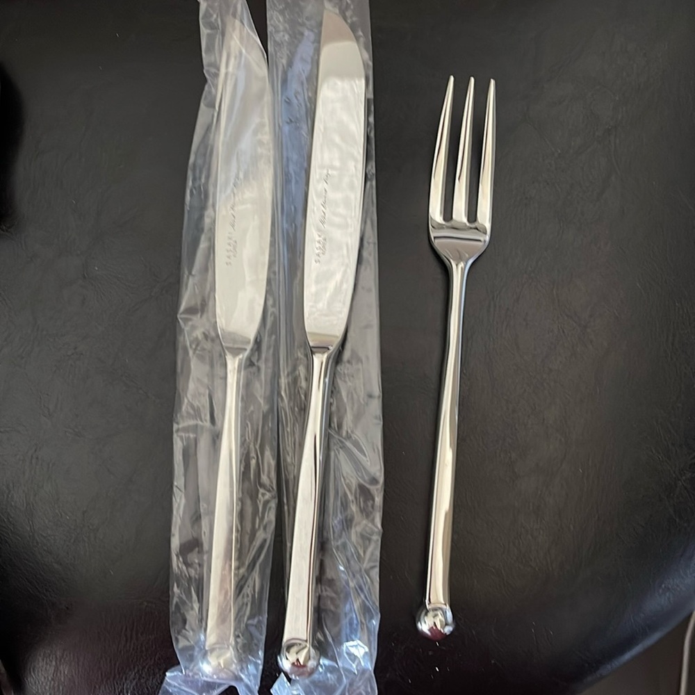 New Sasaki Orbit Glossy Spherical Flatware Ward Bennet Design 3 Pieces